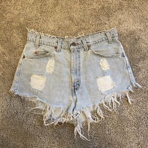 Light Wash Distressed Mom Shorts